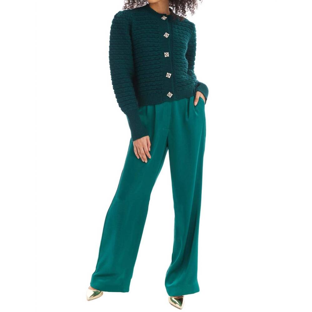 NEW ALLISON NEW YORK joan satin pants in emerald - Picture 6 of 8
